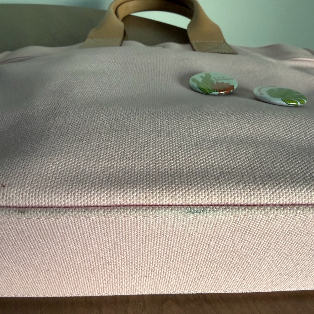 BURBERRY Pink Canvas Tote Bag with Tan Handles - Picture 6 of 8